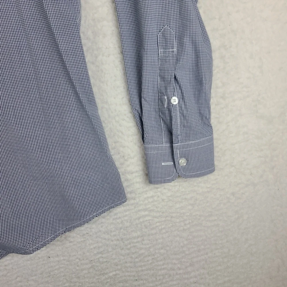 AJ ARMANI JEANS Shirt Mens Large Blue Mini Check Regular Fit Dress‎ Button Up